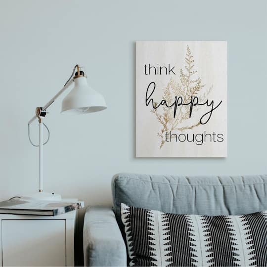Stupell Industries Think Happy Thoughts Thistle Canvas Wall Art